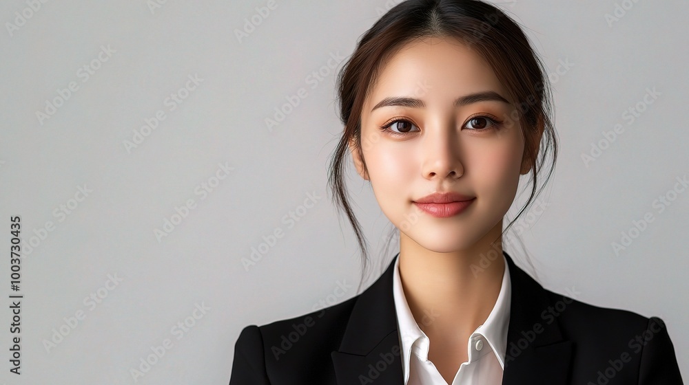 Professional Woman in Suit Against Neutral Background Professional Woman in Suit Against Neutral Background