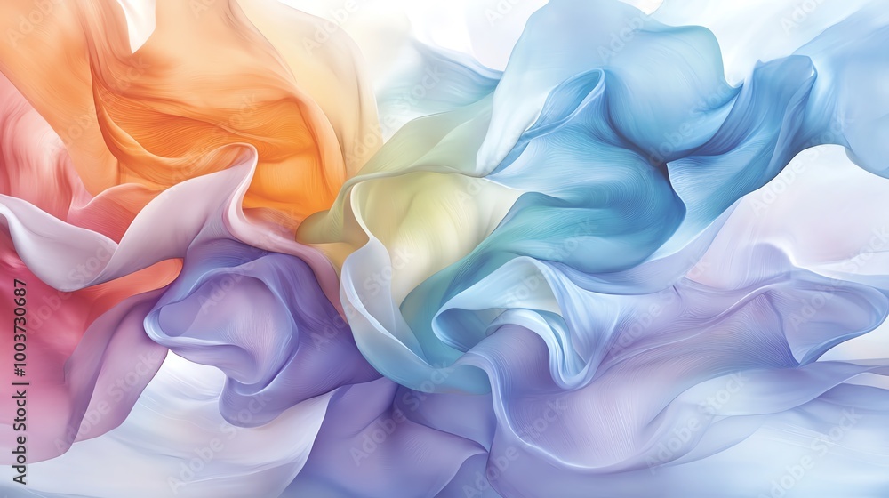 Obraz premium Colorful abstract flowing shapes background, white isolate background