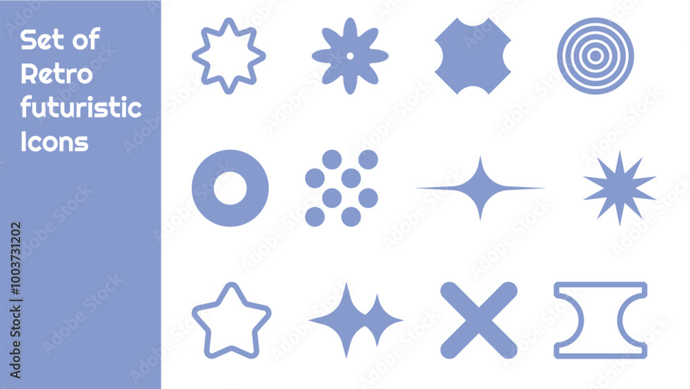 Set of Retro Brutollism Vector Icons Set of Retro Brutollism Vector Icons