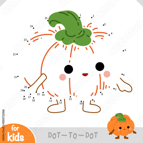 Numbers game, education dot to dot game for kids, Halloween pumpkin boy