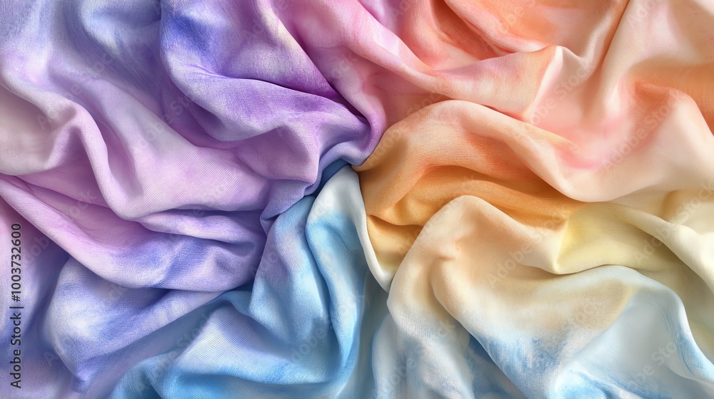 Obraz premium Colorful soft textiles with gradient patterns, white isolate background