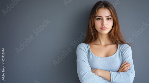 Calm Portrait of a Young Woman with Neutral Expression