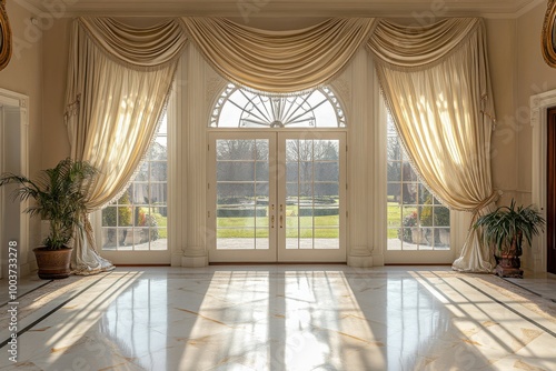 Elegant Tieback Curtains in a Grand Entryway for Luxurious Home Decor