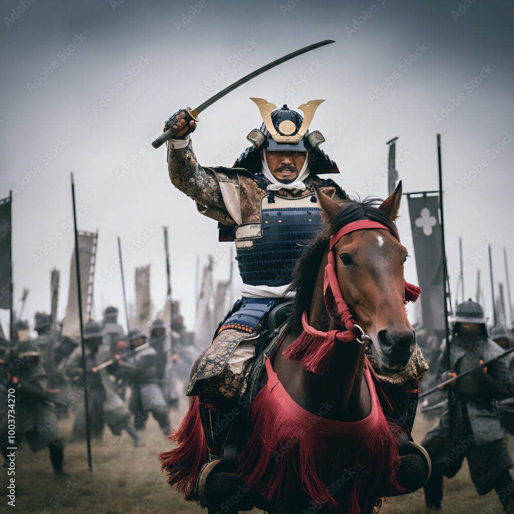 Naklejka premium 戦国武将イメージ 戦場の侍