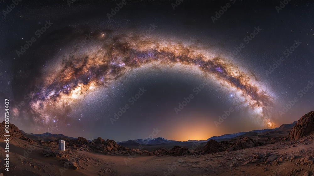 A breathtaking view of the Milky Way galaxy stretches across the night sky, presenting a stunning display of cosmic beauty. A breathtaking view of the Milky Way galaxy stretches across the night sky, presenting a stunning display of cosmic beauty.