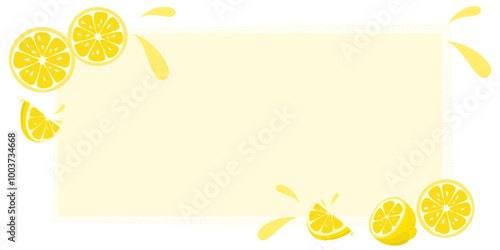 Frame with lemons isolated on white background.
