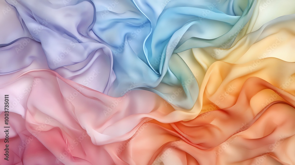 Obraz premium Colorful flowing fabric pattern on a soft textured surface.