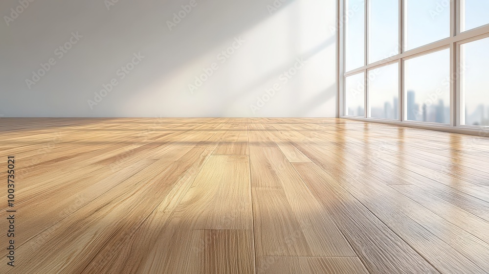 Close-up of Wooden Floor in Empty Room with Windows Close-up of Wooden Floor in Empty Room with Windows