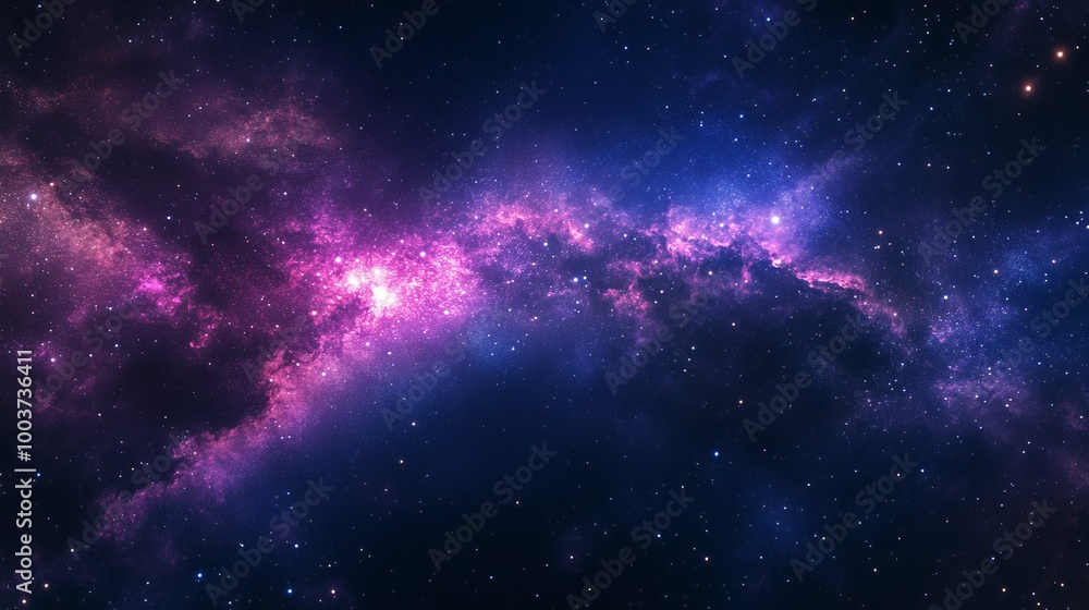Fototapeta premium A stunning night sky showcases the dazzling lights of the Milky Way, stretching majestically across the canvas of darkness.