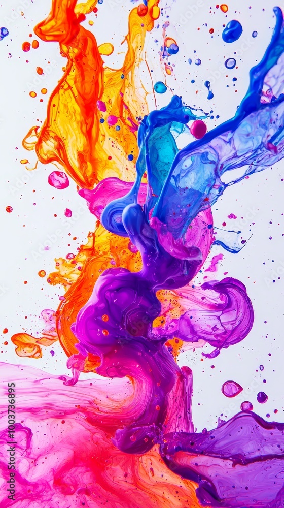 Fototapeta premium A multicolored liquid closely poured from a water faucet against a pristine white background