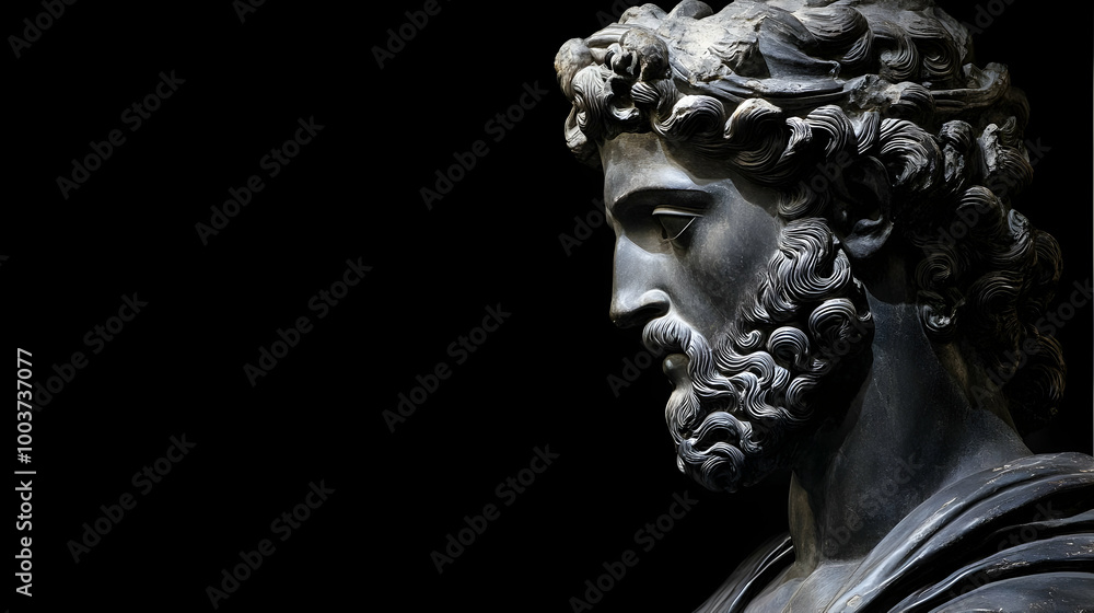 Ancient Sculpture: Close-Up View of a Man's Face Ancient Sculpture: Close-Up View of a Man's Face
