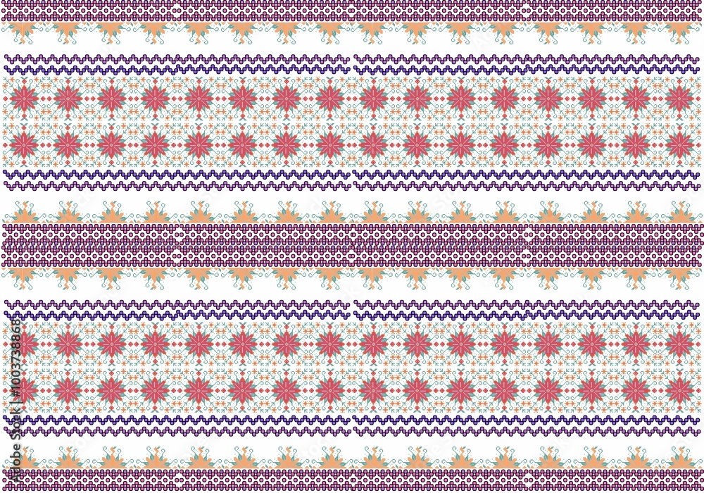 Native patterns, colorful flowers Native patterns, colorful flowers