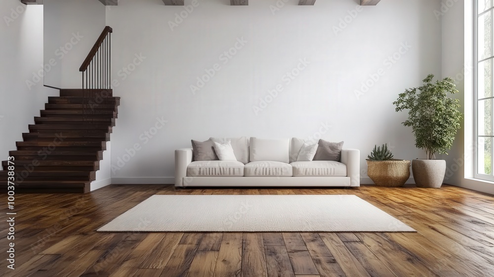Spacious Room with White Wall and Dark Wood Trim Spacious Room with White Wall and Dark Wood Trim