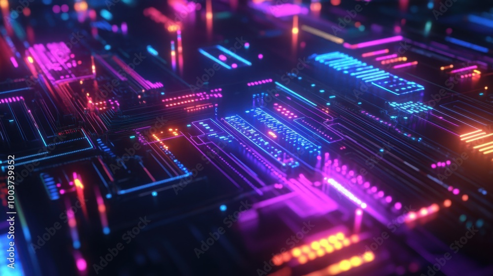 3D glow effect of an illuminated digital interface with bright, dynamic light patterns and 3D glow effect of an illuminated digital interface with bright, dynamic light patterns and