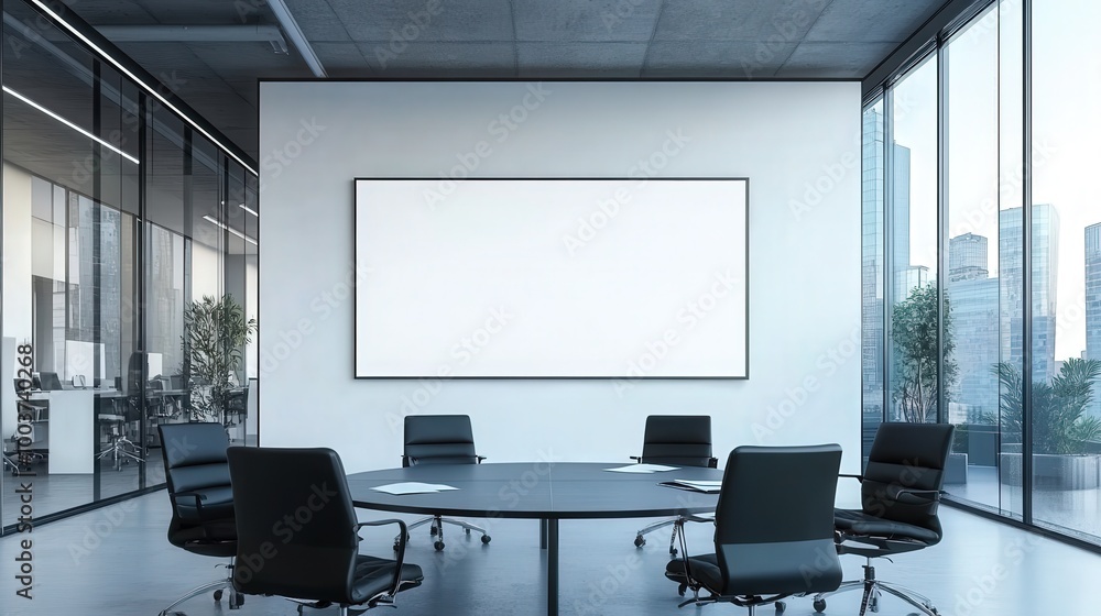 Empty Whiteboard in Modern Conference Room Empty Whiteboard in Modern Conference Room
