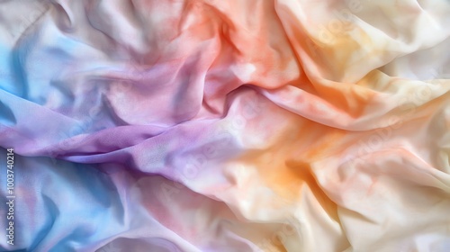 Handdyed tiedye fabric with bold, vibrant colors and soft transitions between abstract shapes photo