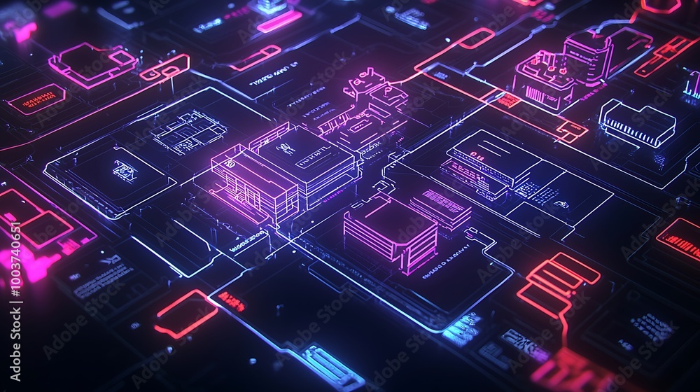 Futuristic Smart City Digital Map Futuristic Smart City Digital Map