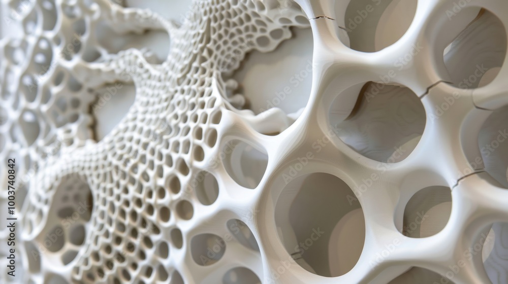 Intricate White Abstract 3D Structure with Holes Intricate White Abstract 3D Structure with Holes
