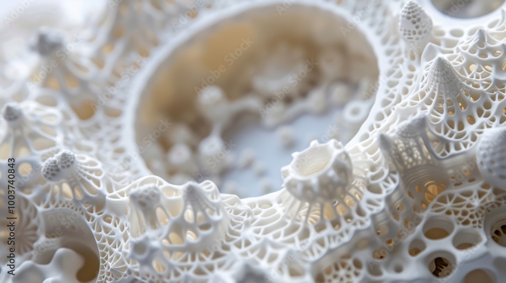 Intricate White 3D Printed Structure Close-Up Intricate White 3D Printed Structure Close-Up