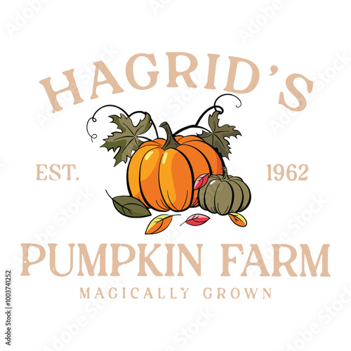 Retro Vintage Hagrids Pumpkin Farm Est 1962 EPS