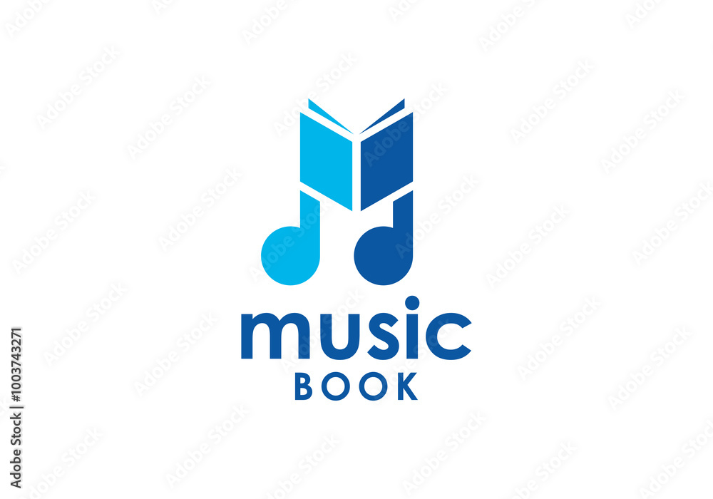 open book with music combination logo design template open book with music combination logo design template