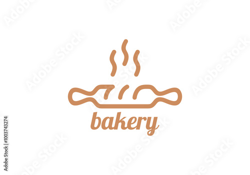 bakery rolling pin combination logo design template