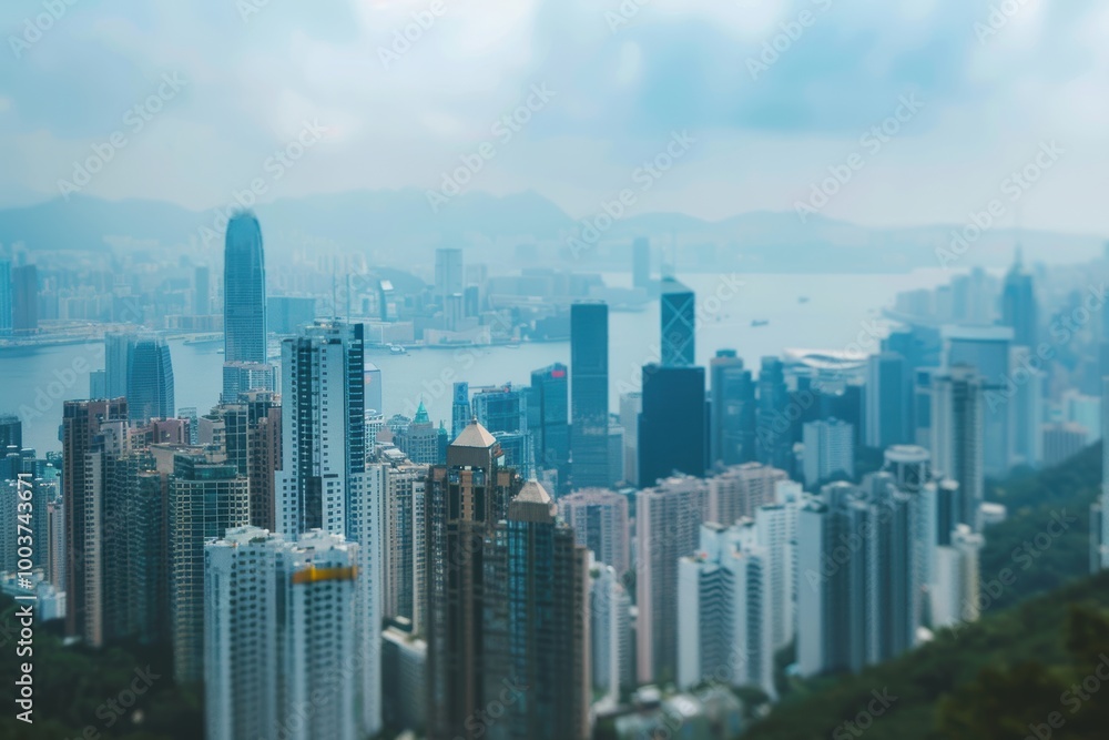 Obraz premium Blurry Cityscape with Clean Foreground Elements