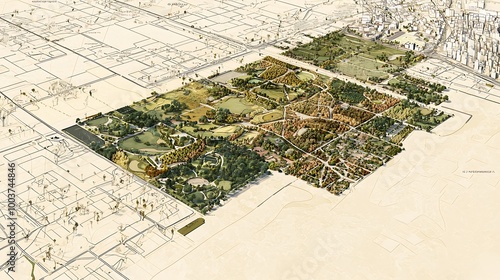 Urban Planning Map Featuring Parks and Recreation