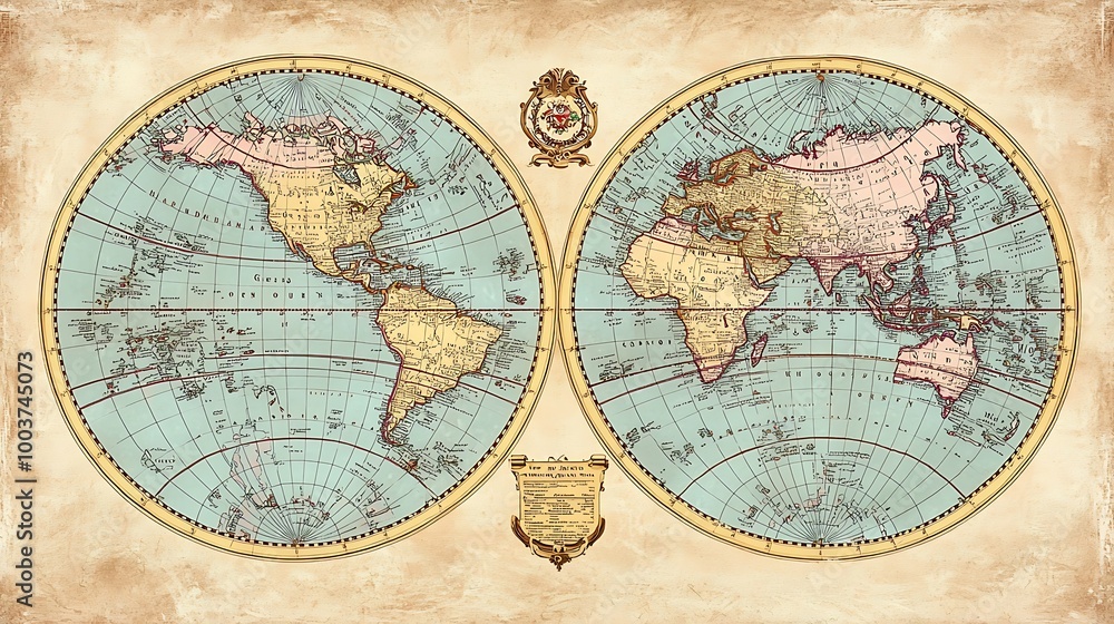 Fototapeta premium Vintage Intricate World Map Illustration