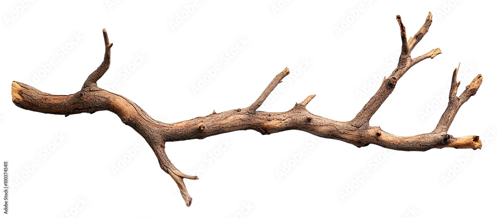 Dry tree branch, isolated on transparent cutout background Dry tree branch, isolated on transparent cutout background