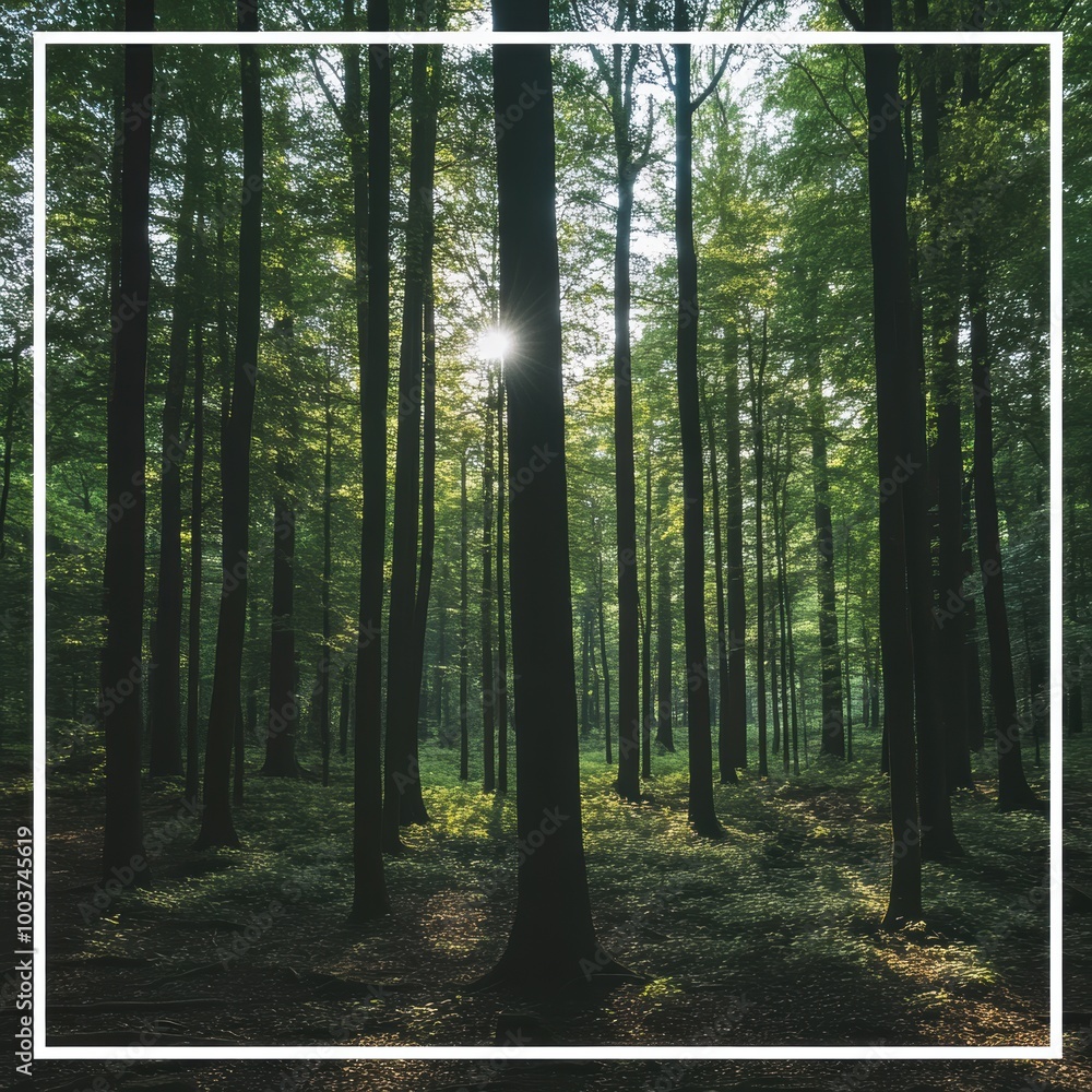 Obraz premium Serene Forest with Tall Trees and Open Area