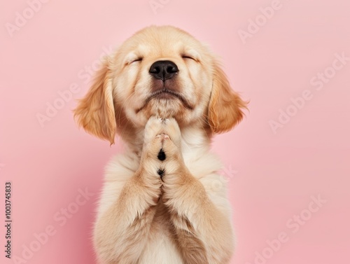 Adorable Golden Retriever Puppy with Closed Eyes
