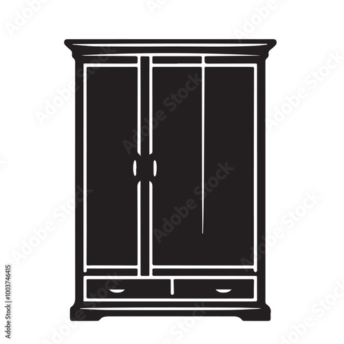 wardrobe silhouette - hanging cloth wardrobe - vector image of wardrobe