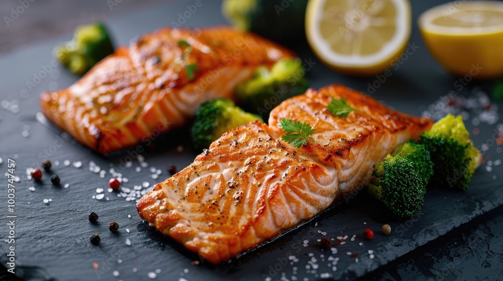 salmon grilled seafood omega3 broccoli salmon grilled seafood omega3 broccoli