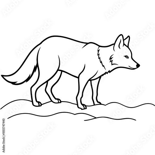 Coyote Hunter in Snowy Terrain Vector Graphic Design 