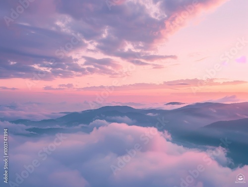 Majestic Low-Hanging Clouds Over Mountain Range at Dawn