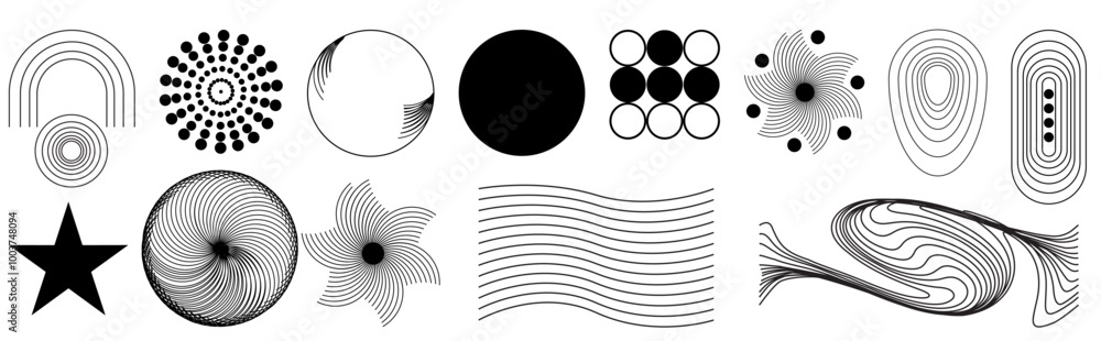 Hand drawn abstract minimal element mid century vector set. Aesthetic contemporary stripe line art, geometric shape in monochrome. Art form design for wall art, decoration, wallpaper Hand drawn abstract minimal element mid century vector set. Aesthetic contemporary stripe line art, geometric shape in monochrome. Art form design for wall art, decoration, wallpaper