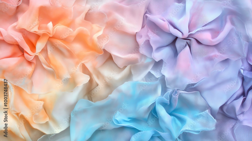 Fototapeta premium Organic shapes and vibrant colors on handdyed tiedye fabric, showcasing artistic craftsmanship