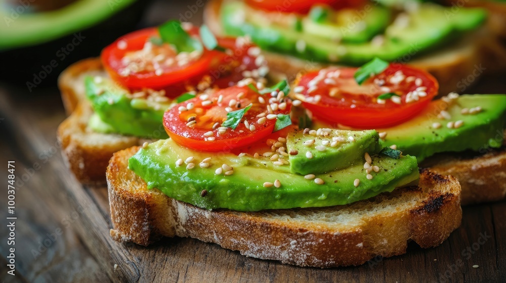 Fresh Avocado Toast with Cherry Tomatoes and Seeds Fresh Avocado Toast with Cherry Tomatoes and Seeds