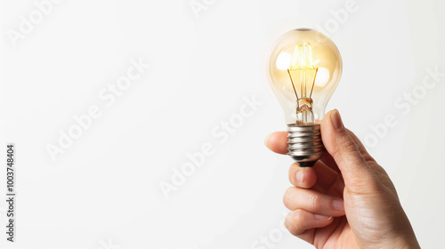 human hand holding a light bulb Creative ideas business ideas Innovative Startup Brainstorming isolated white background