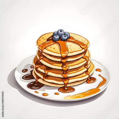 Wallpaper Mural Illustration of Pancakes on white background. Torontodigital.ca