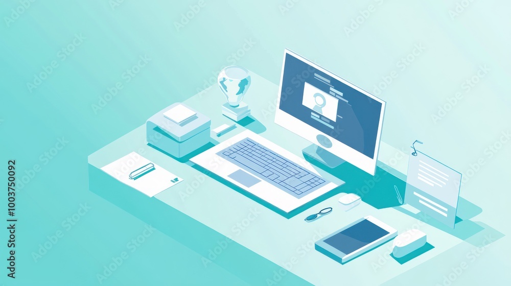 Minimalist Workspace Illustration Minimalist Workspace Illustration