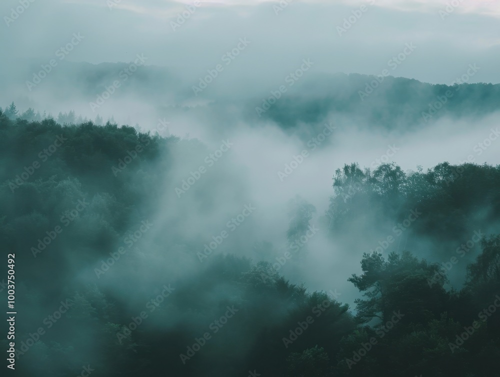 Misty Calm in a Dense Forest Setting Misty Calm in a Dense Forest Setting