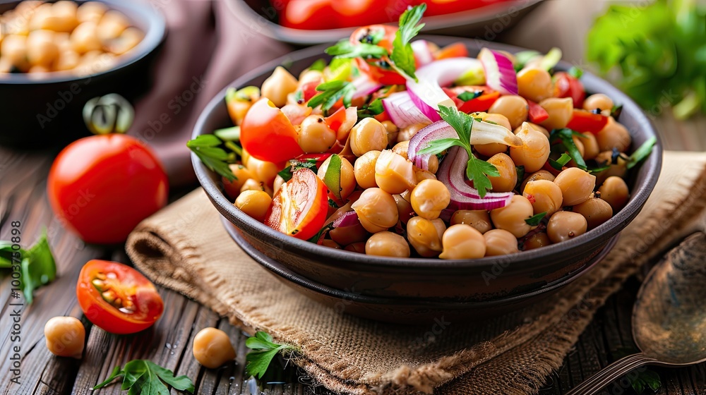 Black Chickpea Salad High in protein boiled black chana or chickpea salad Chopped tomatoes onion chives and coriander mixed with boiled chickpea or Bengal gram Weight loss meal Black Chickpea Salad High in protein boiled black chana or chickpea salad Chopped tomatoes onion chives and coriander mixed with boiled chickpea or Bengal gram Weight loss meal