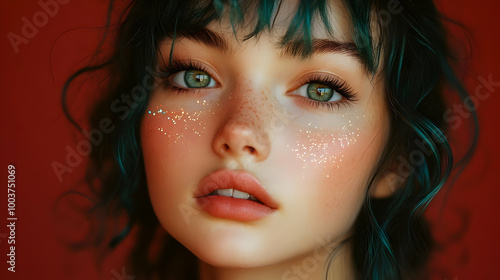 Sparkling Eyes and Freckles: A Close-Up Portrait of Beauty