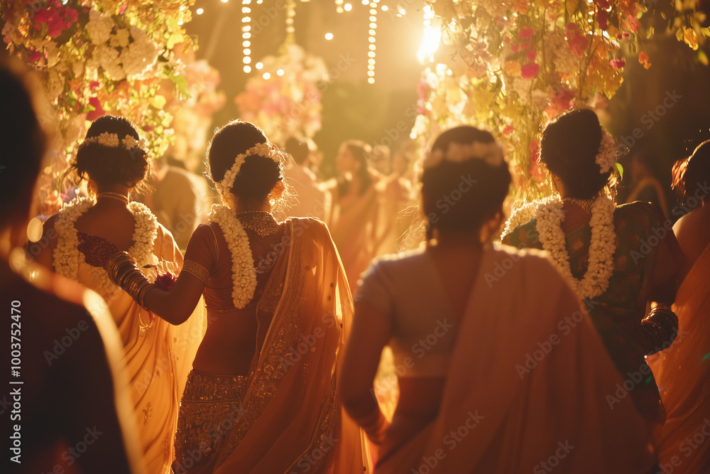 Fototapeta premium Women in saris during a festive procession
