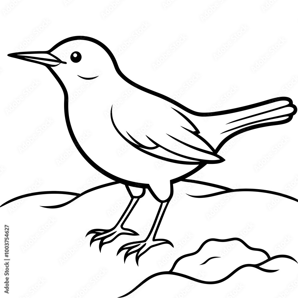 Fototapeta premium Dipper Bird Perched on Ice by a Tranquil Stream Vector Illustration