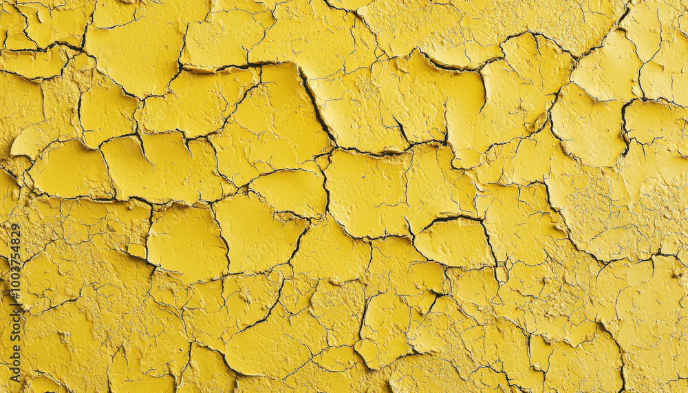 A close-up of a weathered yellow wall, showcasing cracked and peeling paint that highlights texture and age. A close-up of a weathered yellow wall, showcasing cracked and peeling paint that highlights texture and age.