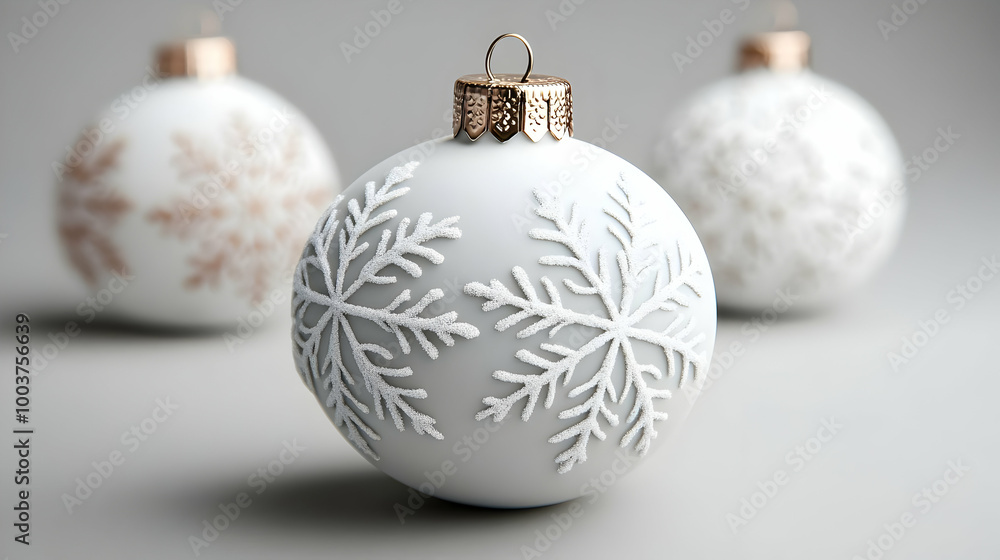 White Christmas Ornament with Snowflake Design White Christmas Ornament with Snowflake Design
