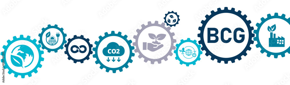 BCG Bio Circle Green Economy banner vector illustration with the icon of strategy for sustainability of economy, society, environment, sustainable development, economy model, BCG model, nature BCG Bio Circle Green Economy banner vector illustration with the icon of strategy for sustainability of economy, society, environment, sustainable development, economy model, BCG model, nature